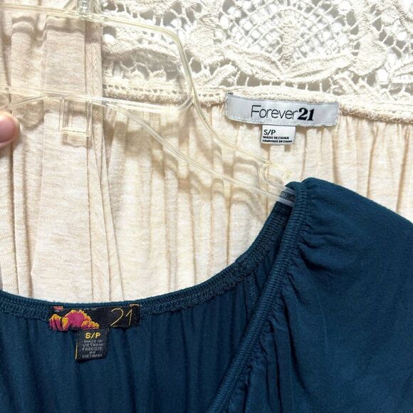 Shirt Bundle of 7 Short Sleeve Cream Blue Black Career Forever 21 Women sz Small - Picture 10 of 14